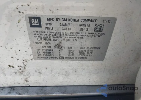 2015 Buick Encore Premium z USA, uszkodzony, nr VIN KL4CJHSB7FB140741